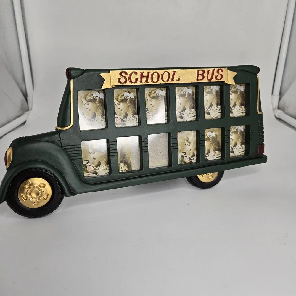 Vintage‎ Wooden Green School Bus School Days 12 Year Photo Frame 12x5.5 NEW gift